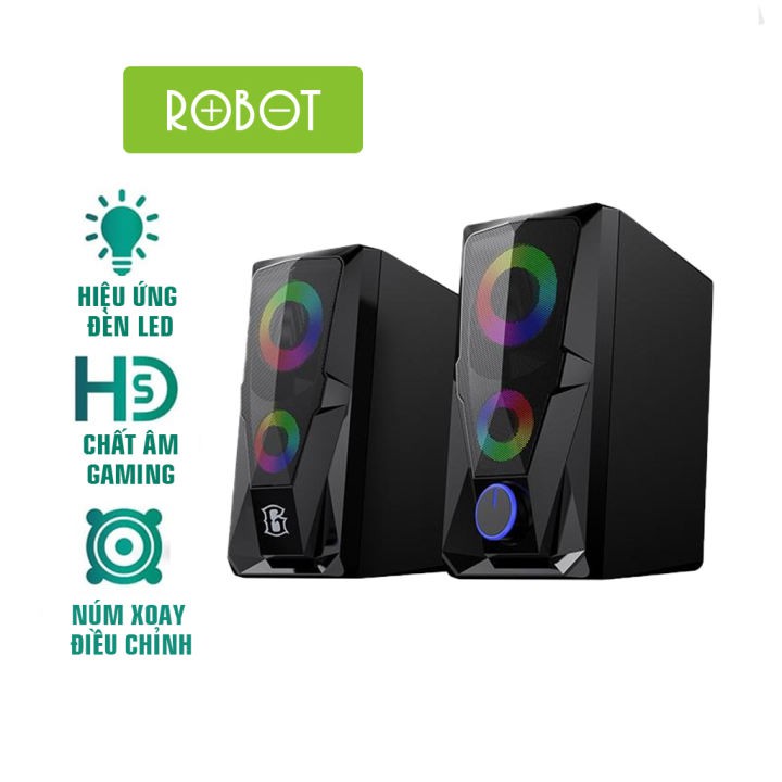 [Bảo Hành 12 Tháng]  Loa Máy Tính Game Thủ ROBOT RS200 - Hiệu Ứng Đèn LED RGB - Hàng Chính Hãng