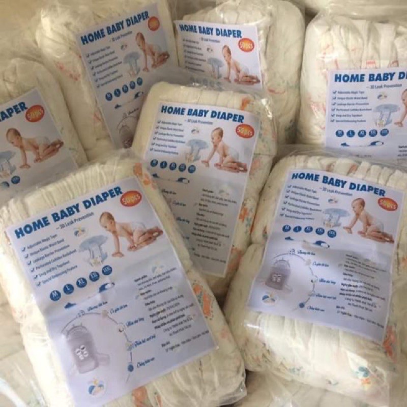 [Có Size Đại] Bỉm Tã Quần Home Baby Bịch 50 Chiếc Giá Rẻ Size 50L/50 XL/XXL/XXXL/ 4XL - Lưng Thun Đệm Mây Mềm Mại