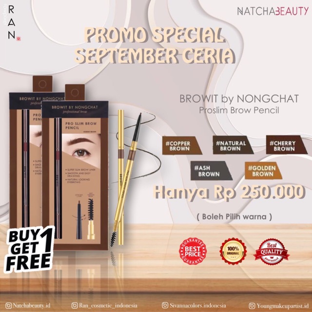 (hàng Mới Về) Bút Chì Kẻ Lông Mày Mini Natcha Beauty X | BigBuy360 - bigbuy360.vn