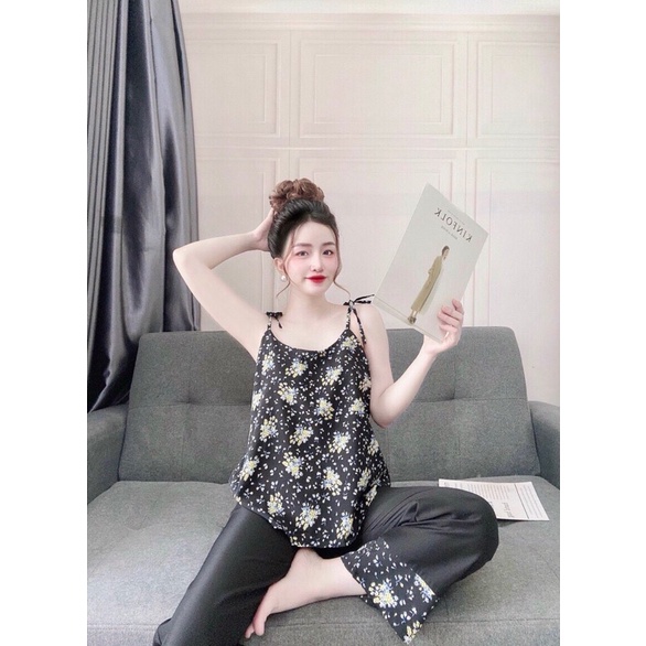 ĐỒ BỘ LỤA CỘT 2 DÂY QUẦN ỐNG RỘNG SANG CHẢNH