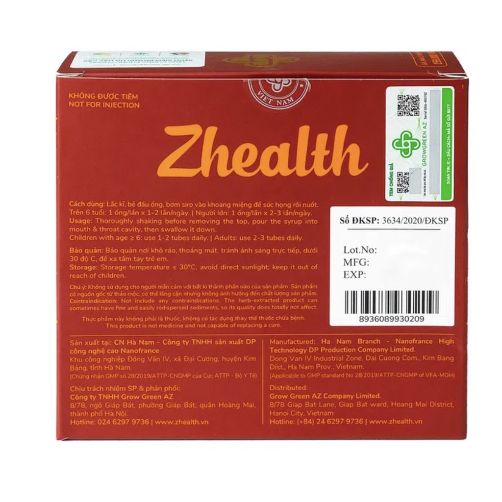 Zhealth, hỗ trợ bổ phế, tăng cường sức đề kháng