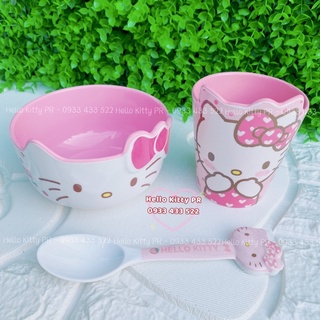 Combo chén ly muỗng Hello Kitty