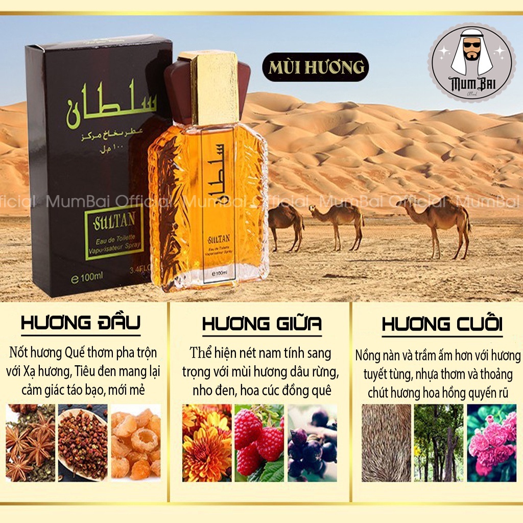 Nước hoa Dubai chính hãng, Tinh dầu nước hoa Dubai SULTAN cao cấp -100ml, Hương thơm sang trọng
