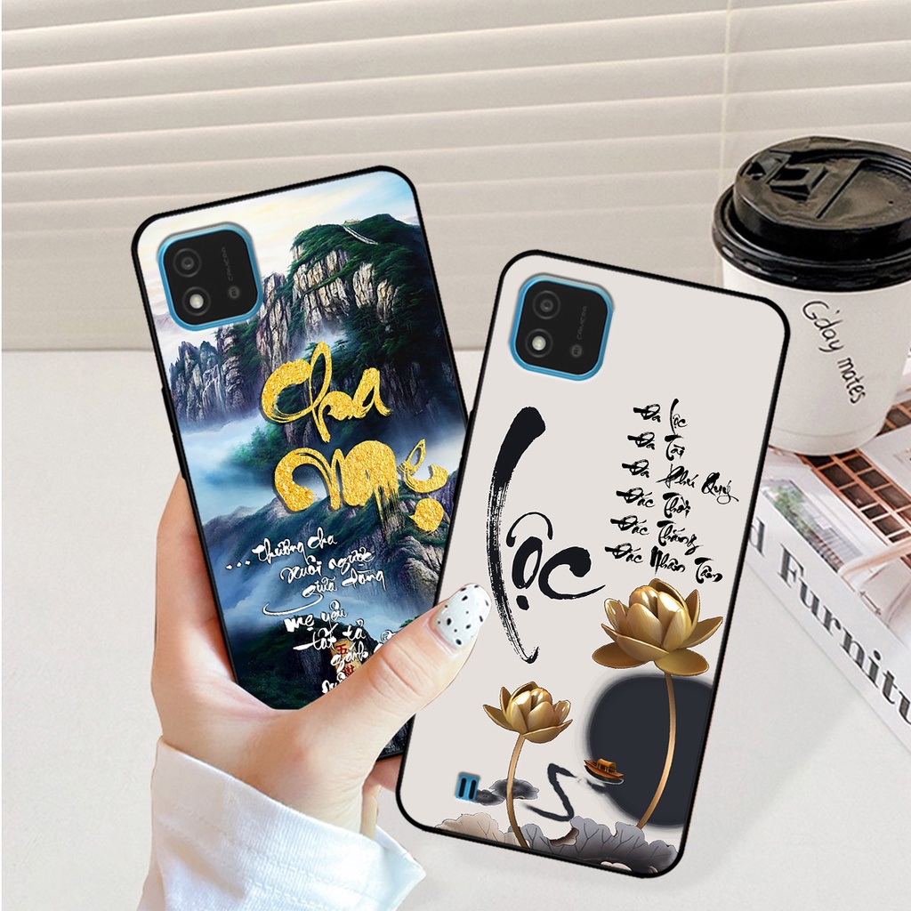 Ốp lưng Realme C20 in hình phong cách chữ thư pháp cha mẹ, tài lộc