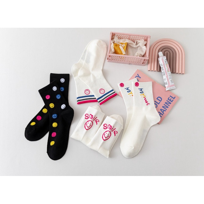 Vớ Tất cao cổ mặt cười hồng Nam Nữ siêu dễ thương và xinh xắn