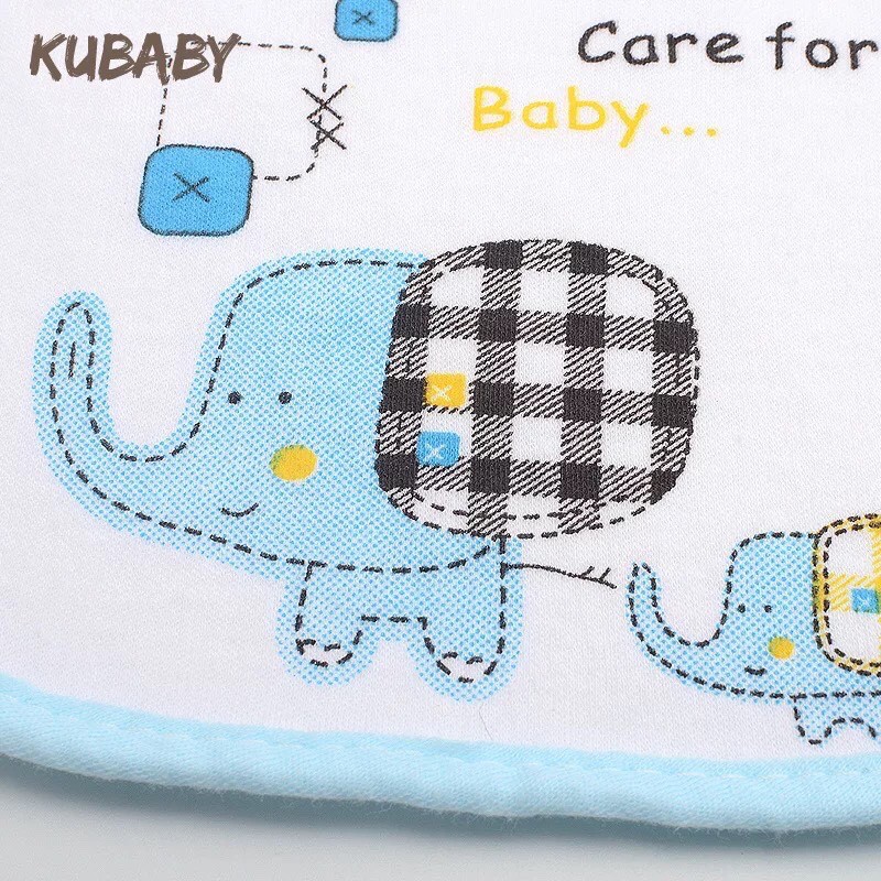 Yếm cotton buộc dây lót chống thấm in hình voi cho bé