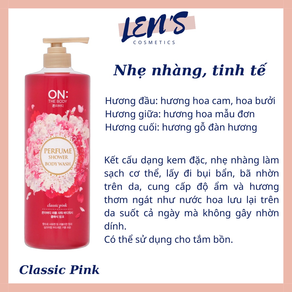 Sữa tắm hương nước hoa On The Body Perfume 1000ML - 3 mùi hương - mẫu mới 2021