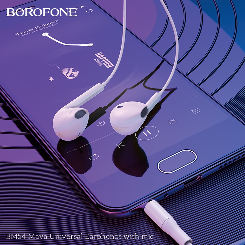 Tai nghe IP Borofone BM54 chân cắm tròn 3,5mm cho IP 5,6 và Android hỗ trợ mic đàm thoại