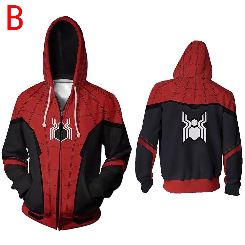 Hàng Mới Về Áo Khoác Hoodie Dài Tay Có Khóa Kéo In Hình Spider-Man Far From Home 3D Cho Nam