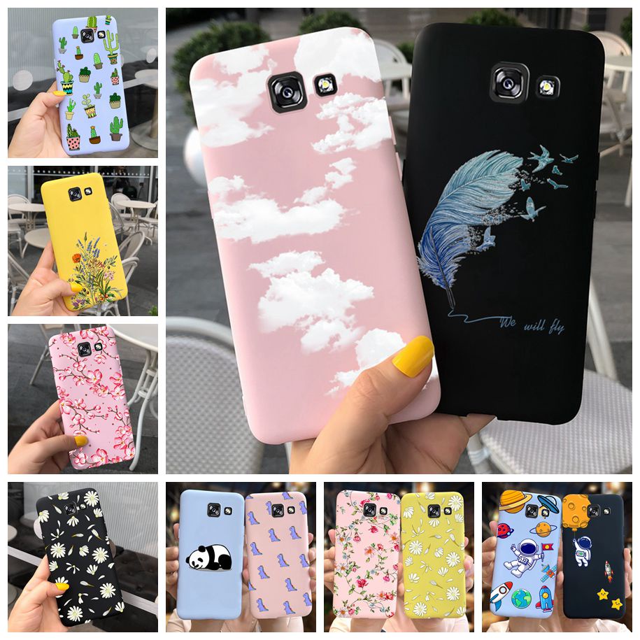 Ốp điện thoại nhám màu kẹo in họa tiết lông vũ nhiều kiểu độc đáo cho Samsung Galaxy A5 2017 A520 A5 2016 A510M