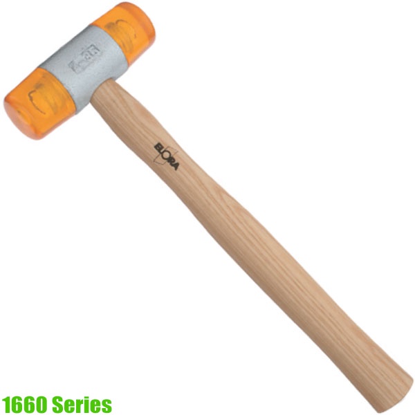 Búa đầu nhựa Ø32mm màu hổ phách, cán gỗ ELORA 1660-32, Sản xuất tại Đức.