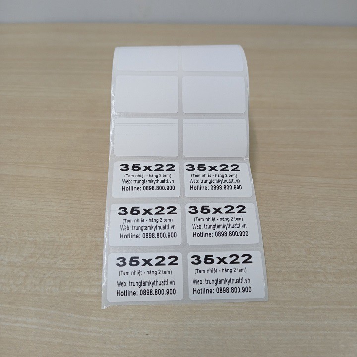 Cuộn in mã vạch, tem nhiệt khổ 2 tem 70x22mm