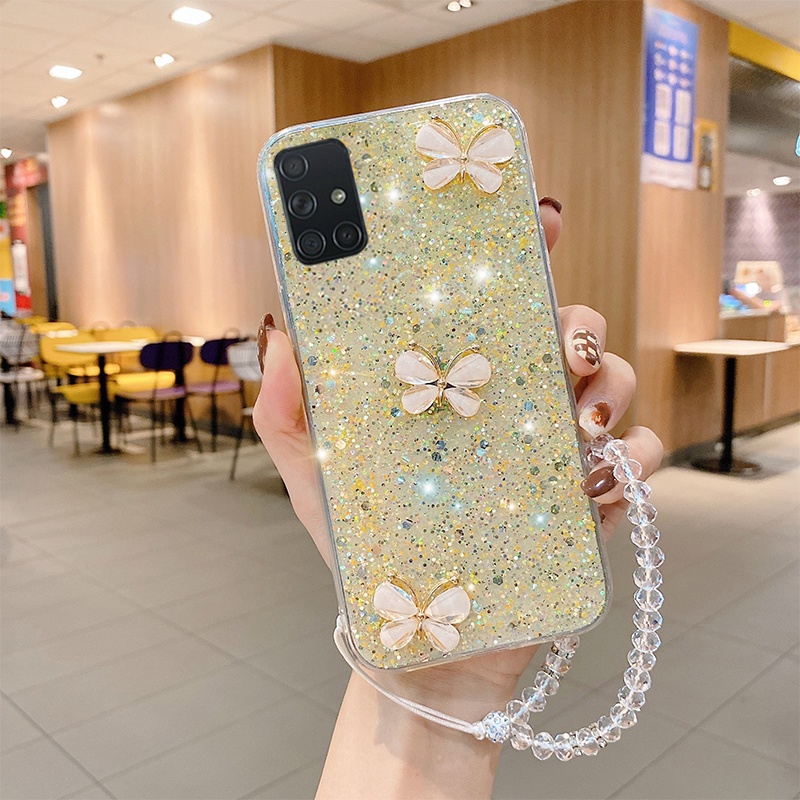 Ốp Điện Thoại Silicon Lấp Lánh Sang Trọng Có Dây Đeo Cho Samsung Galaxy A71 A51 A31 A750 A70S A50S A30S A30 A20 A10S A20S A10