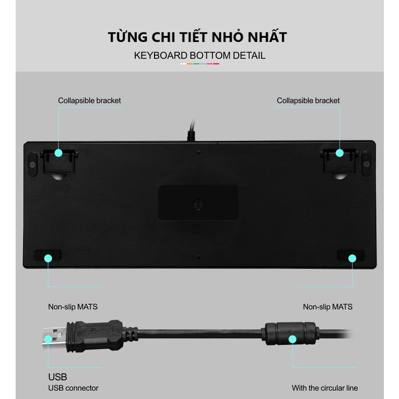 Bàn phím cơ K7/Cảm ứng mềm/Bàn phím cá nhân hóa/Cảm ứng mềm/10 đèn LED/Dành cho máy tính để bàn chơi game văn phòng