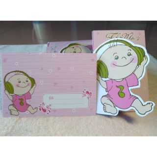 Combo 80 thiệp thôi nôi hình bé nghe nhạc