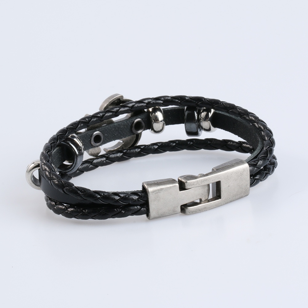 Vòng đeo tay giả da đính trang trí hình mỏ neo độc đáo cá tính cho nam