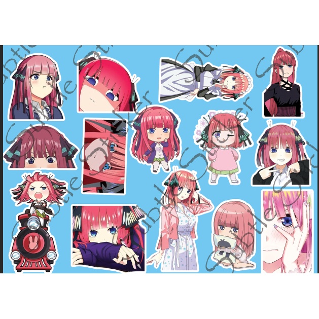 - Set 10/15 Sticker Nakano Nino - anime Go-Tobun no Hanayome hình dán chibi anime siêu đẹp