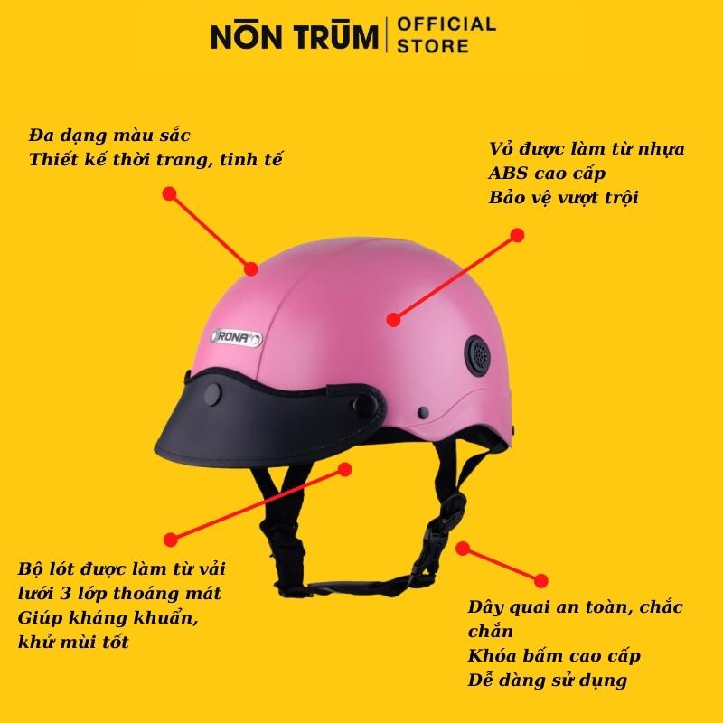Mũ bảo hiểm 1/2 RONA R5 Sơn, freeship toàn quốc, bảo hành 12 tháng, giặt nón miễn phí 6 tháng tại hệ thống Nón Trùm