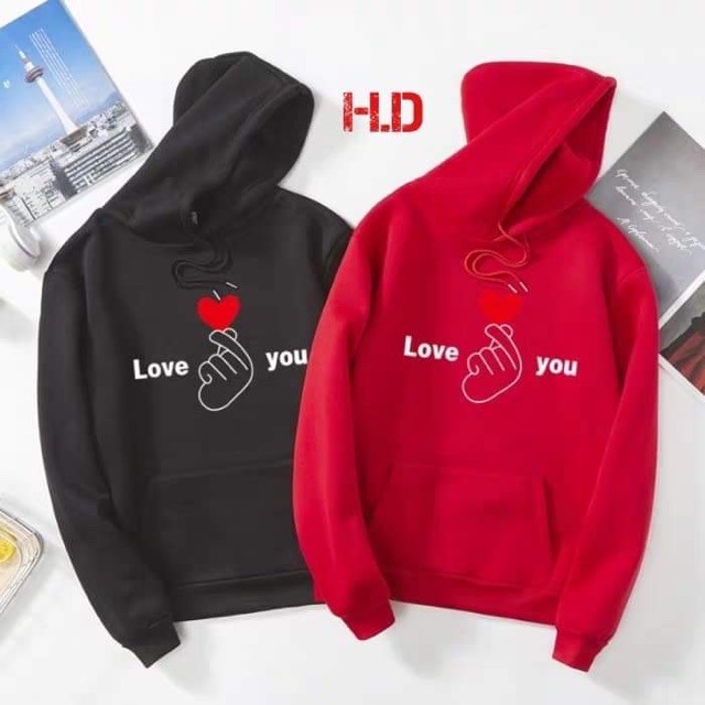 Áo hoodie tay búng tim Love You HDA1019