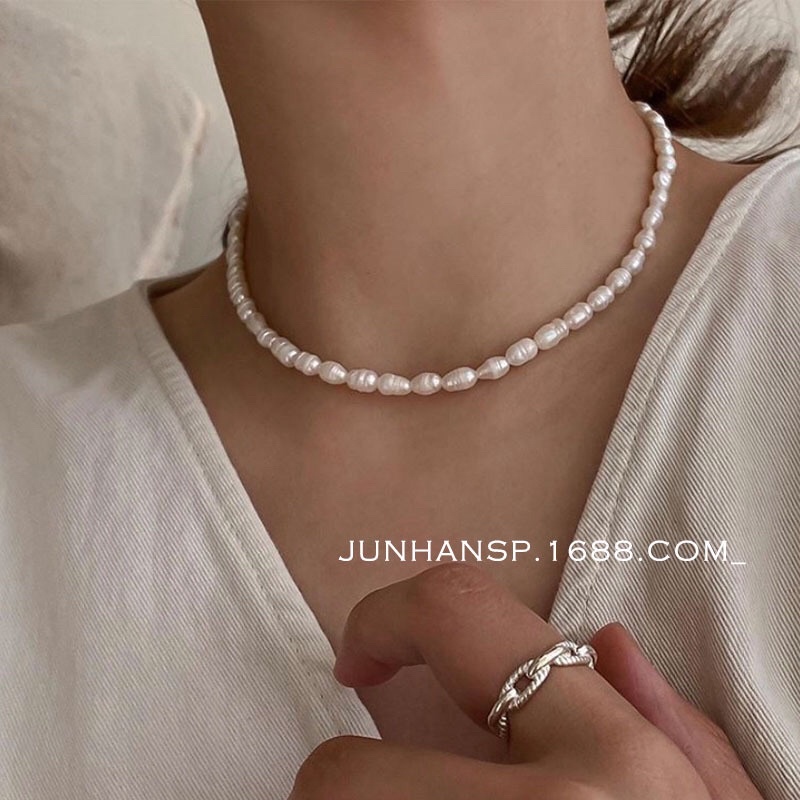 Chuỗi đeo cổ hạt hình gạo 3ly hạt rằn dị