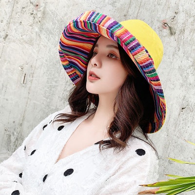 NÓN MŨ VẢI VÀNH RỘNG 2 MẶT CÓ HOA VĂN THỔ CẨM