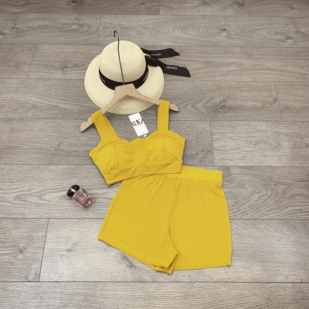 [Giảm 10% đơn 99k] Bikini Nữ 2 Mảnh Quần Đùi Cạp Cao Aó Crop V007 | BigBuy360 - bigbuy360.vn