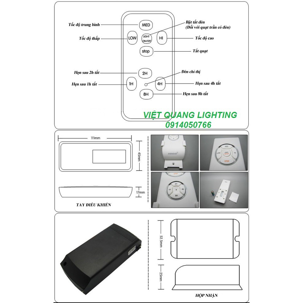 Quạt đèn chùm pha lê cao cấp Việt Quang 9305