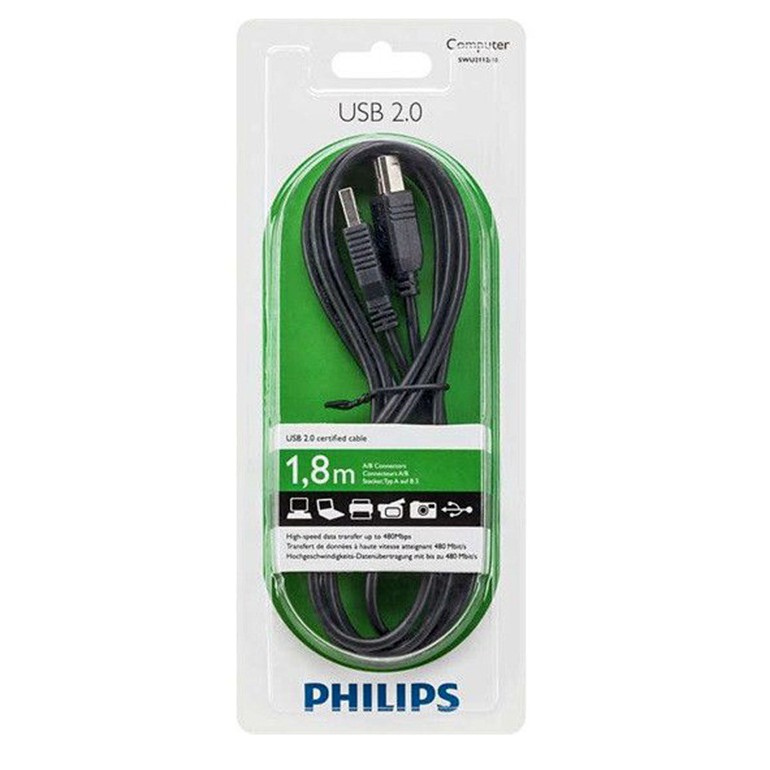 Cáp USB in Philips 2.0 1.8m SWU 2112/10 , 3m SWU 2113/10 , 5m SWU 2115/10