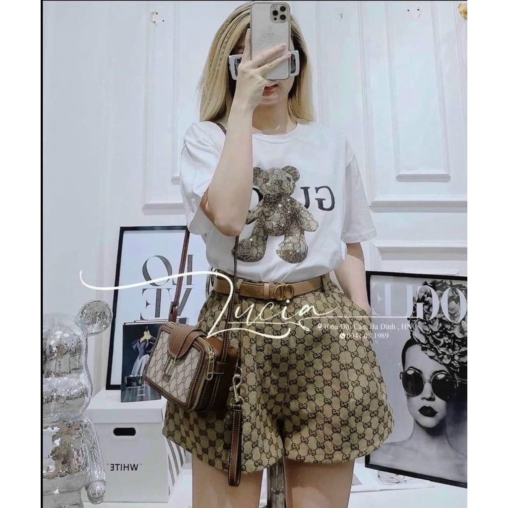 Sét Đồ Nữ Hình Gấu Nổi Bộ Đồ Quảng Châu Cao Cấp Họa Tiết Form Rộng Chất Thun Cotton Co Giãn, Mềm Mịn (kèm dây nịt)