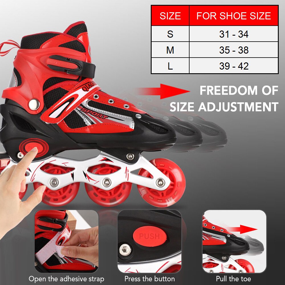 Giày Trượt Patin Trẻ Em Bánh Caosu Phát Sáng Chống Trơn Trượt, Trẹo Chân, Tặng Kèm Bộ Bảo Hộ SOUPLE.