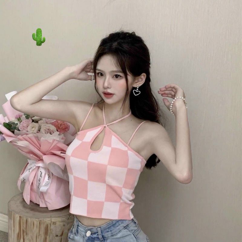 Áo yếm ô vuông dây mảnh siêu hot(B C)