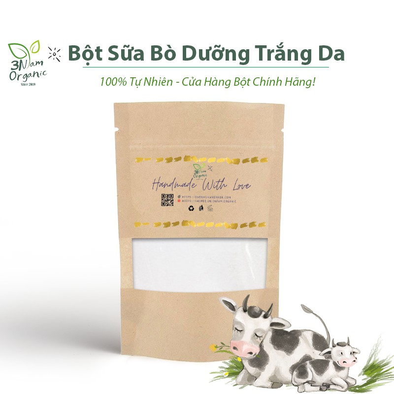 100gr Bột Sữa Bò Không Đường Dưỡng Da Trắng Mịn