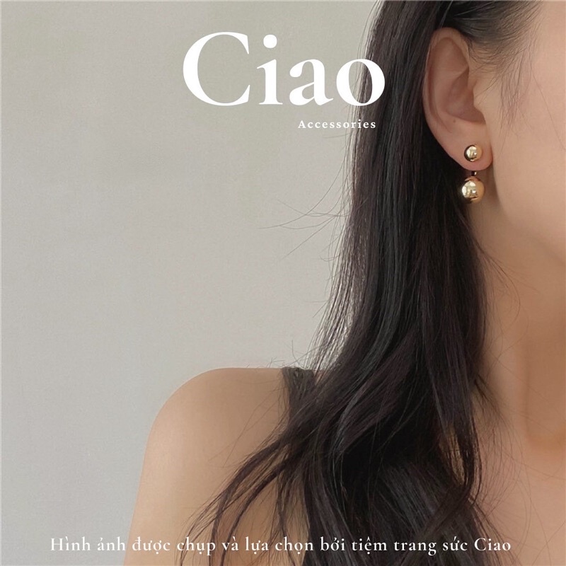 [HOẢ TỐC 1H] Khuyên tai/ Bông tai dáng dài mạ bạc S925 thiết kế hình cầu đôi cá tính Globular Ciao