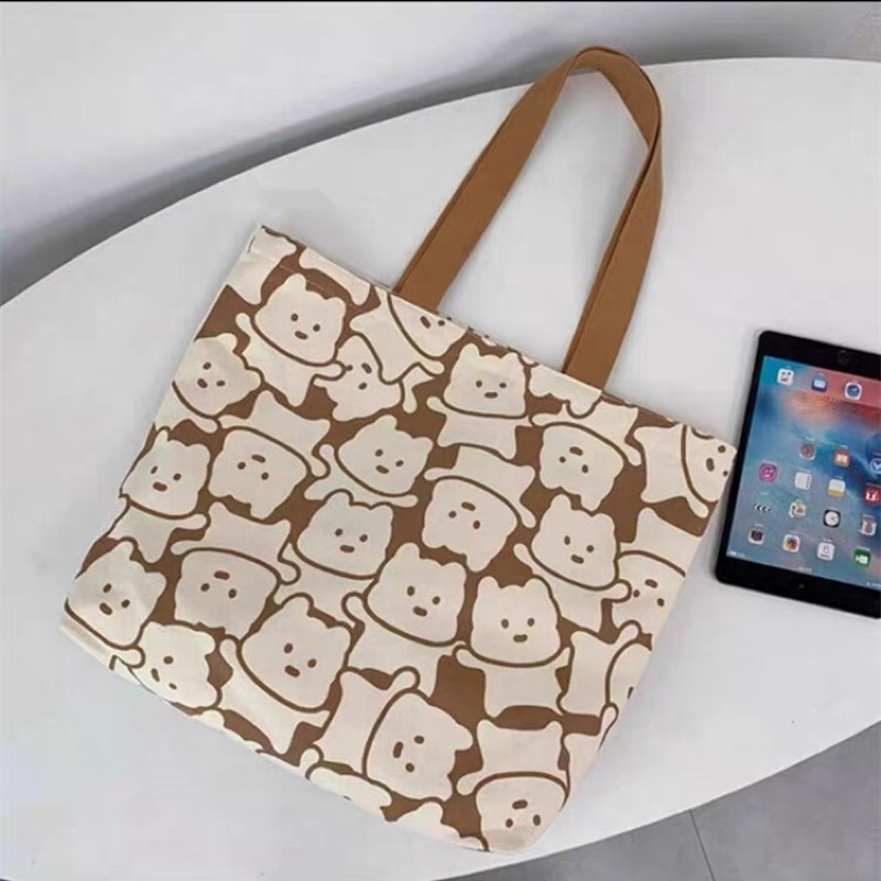 Túi Xách Tay , Túi Vải Gấu Nâu Size To Tiện Dụng Mang Đi Học, Đi Chơi