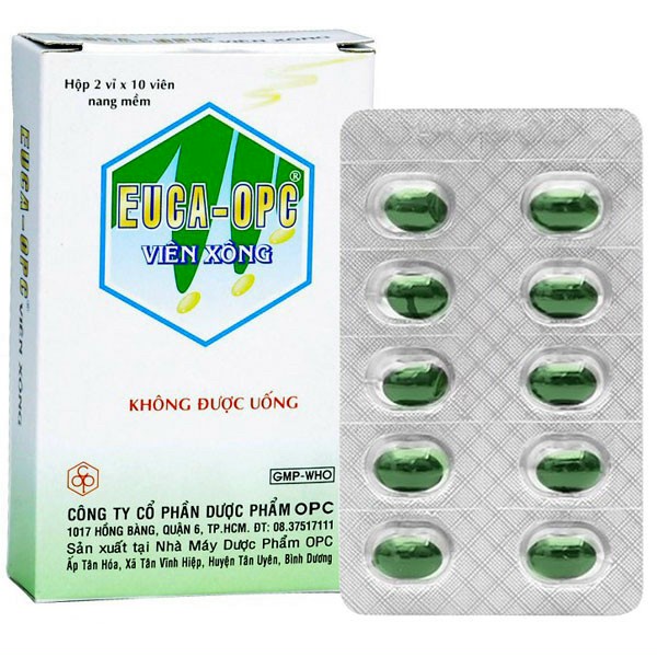 Viên xông EUCA OPC - xông khi cảm cúm, sát khuẩn mũi họng (hộp 2 vỹ)