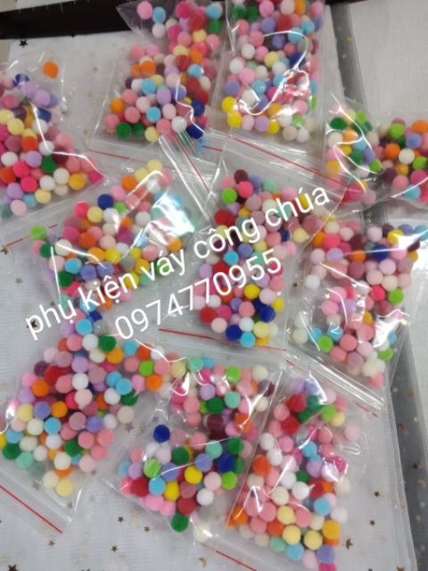 Hạt pom pom sắc màu gói 100 hạt