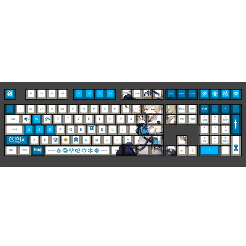 Barbara Keycap Genshin Impact Keycap Hồ sơ OEM PBT Thuốc nhuộm thăng hoa Bàn phím cơ Keycap Anime Cá nhân hóa Keycap 108 Phím