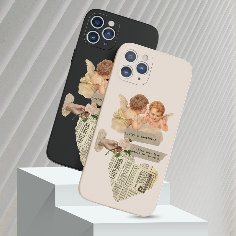 Ốp lưng iphone Ốp điện thoại SUNTAIHO silicon mềm in hình hai thiên thần cho iPhone 13 12 11 Pro Max X XR XS Max 7 8 Plus 12mini 13mini
