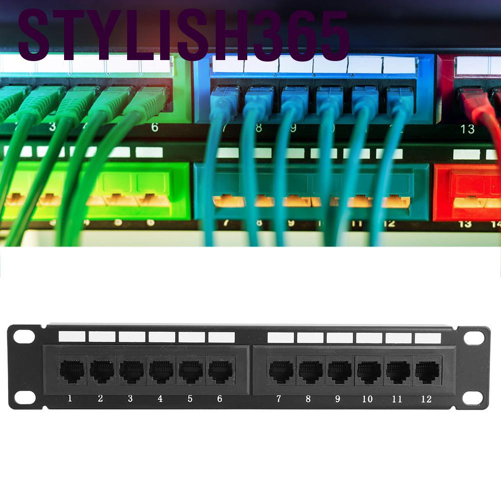 Giá đỡ cáp dữ liệu mạng Ethernet CAT6A RJ45 UTP 12 Cổng Cat6 Patch Panel không có giá đỡ cho 22-26AWG