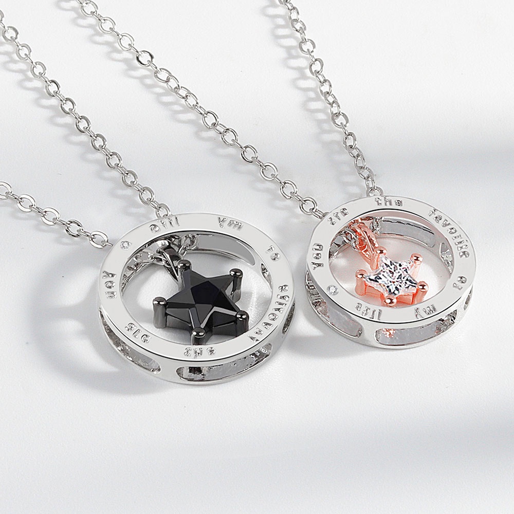 Vòng cổ Mặt Tròn Khắc Chữ Tiếng Anh Và Ngôi Sao Thời Trang Cho Cặp Đôi