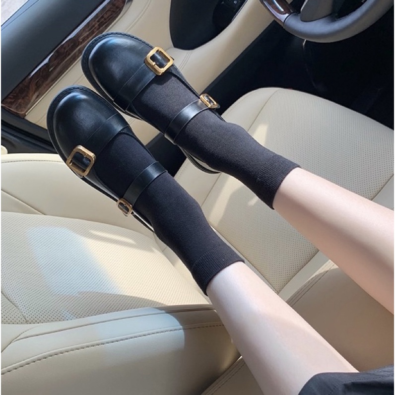 Giày Mary Jane mũi tròn quai cài phong cách retro