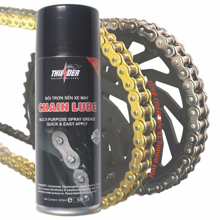 Bộ Bàn chải vệ sinh sên và Chai xịt dưỡng sên Thunder Chain Lube 400ml