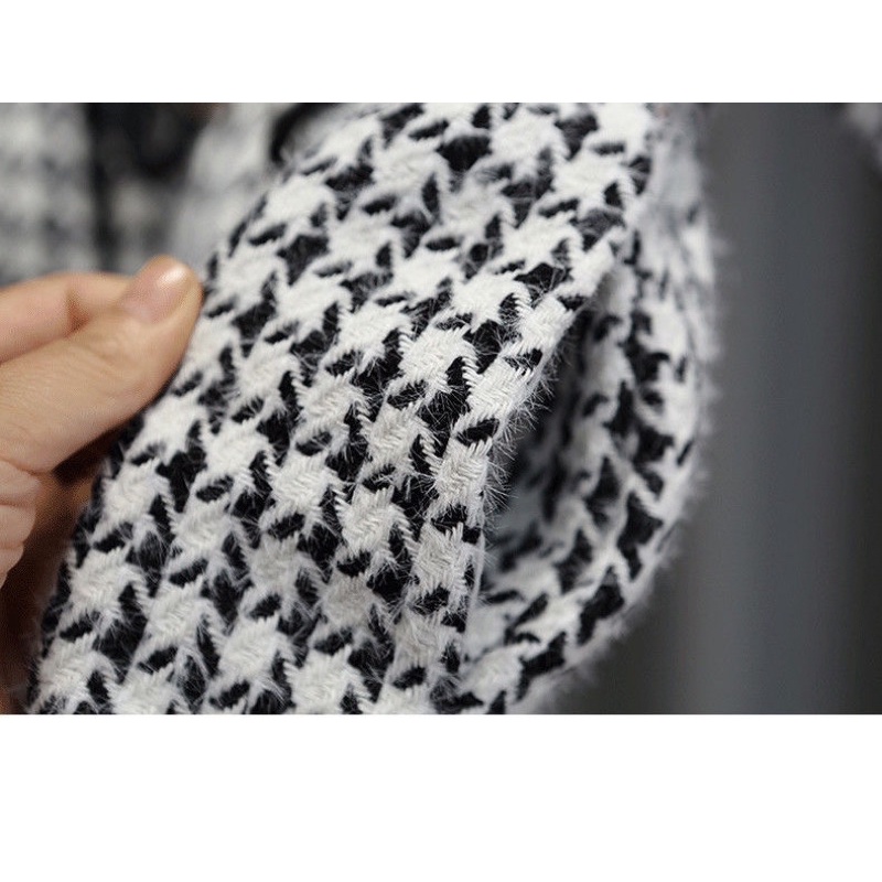 Áo khoác dạ tweed cho bé gái, phối nơ eo cổ ren bèo điệu đà