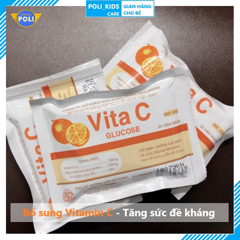 Polikid | 3 gói kẹo ngậm Vitamin C + Glucose
