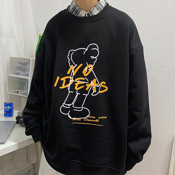 Áo thun tay dài dáng rộng in hình cá tính trẻ trung dành cho nam | BigBuy360 - bigbuy360.vn