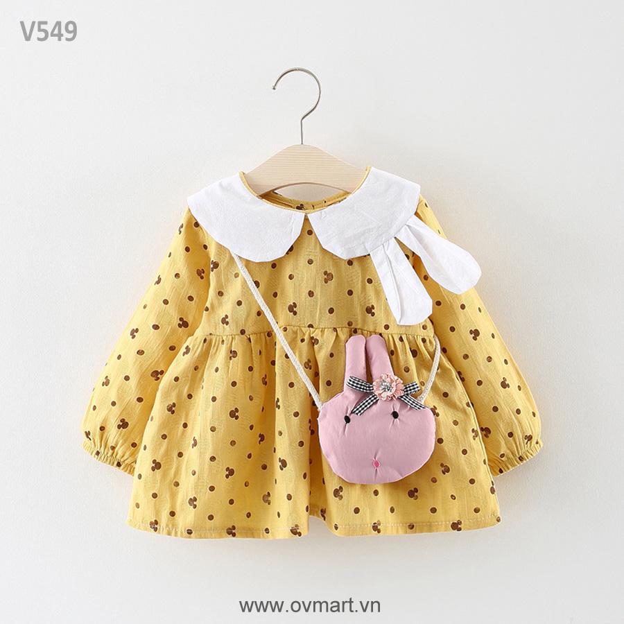 Váy bé gái vàng kèm túi - v549