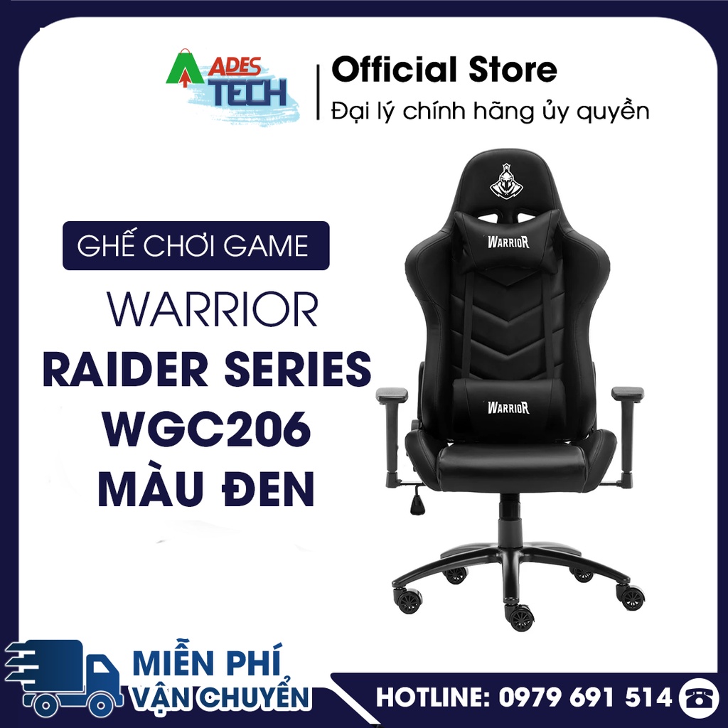 Ghế Gaming WARRIOR Raider Series WGC206 Màu Đen | Bảo Hành Chính Hãng 12 Tháng