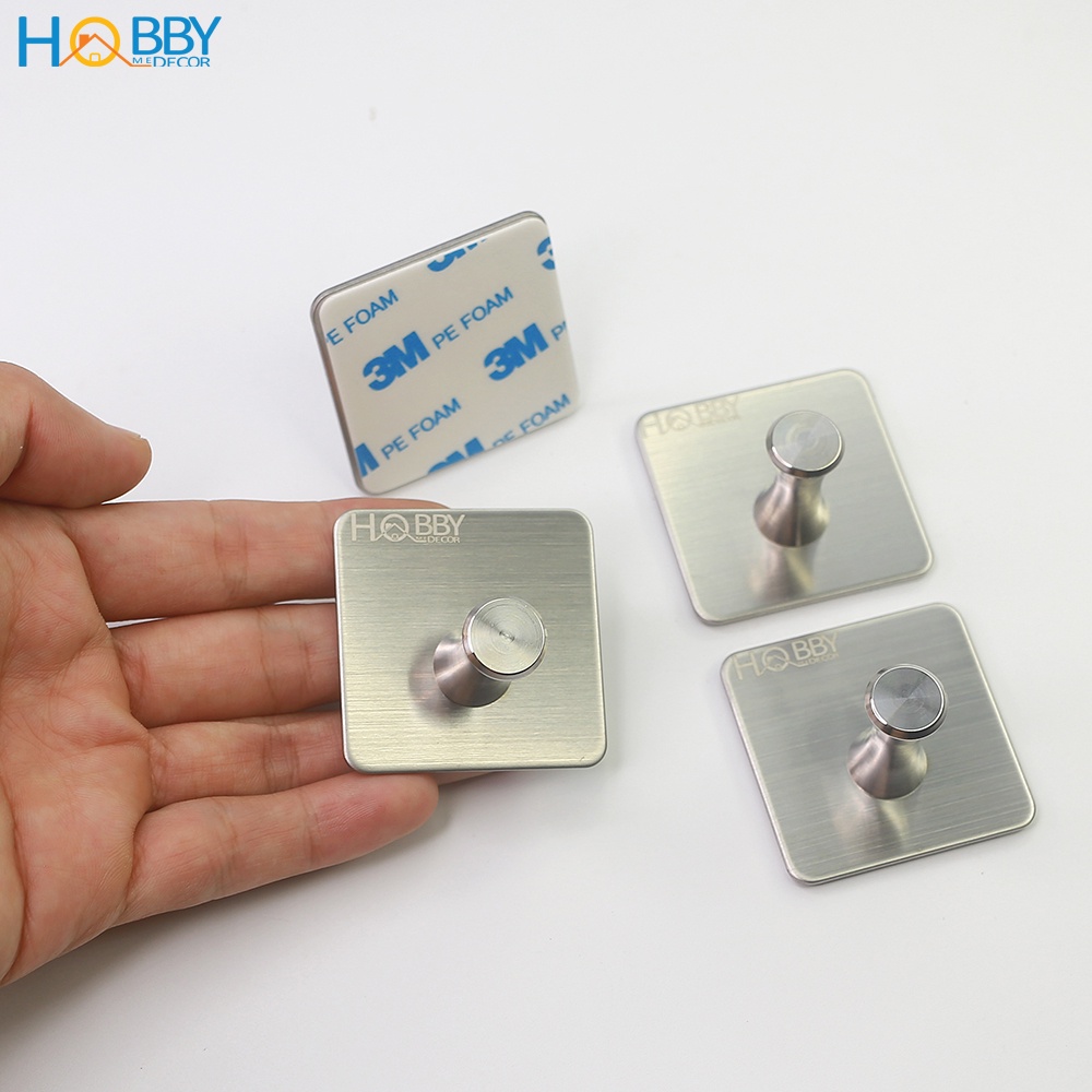 Combo 4 móc treo đồ dán tường inox 304 Hobby Home Decor V28-4 kèm keo