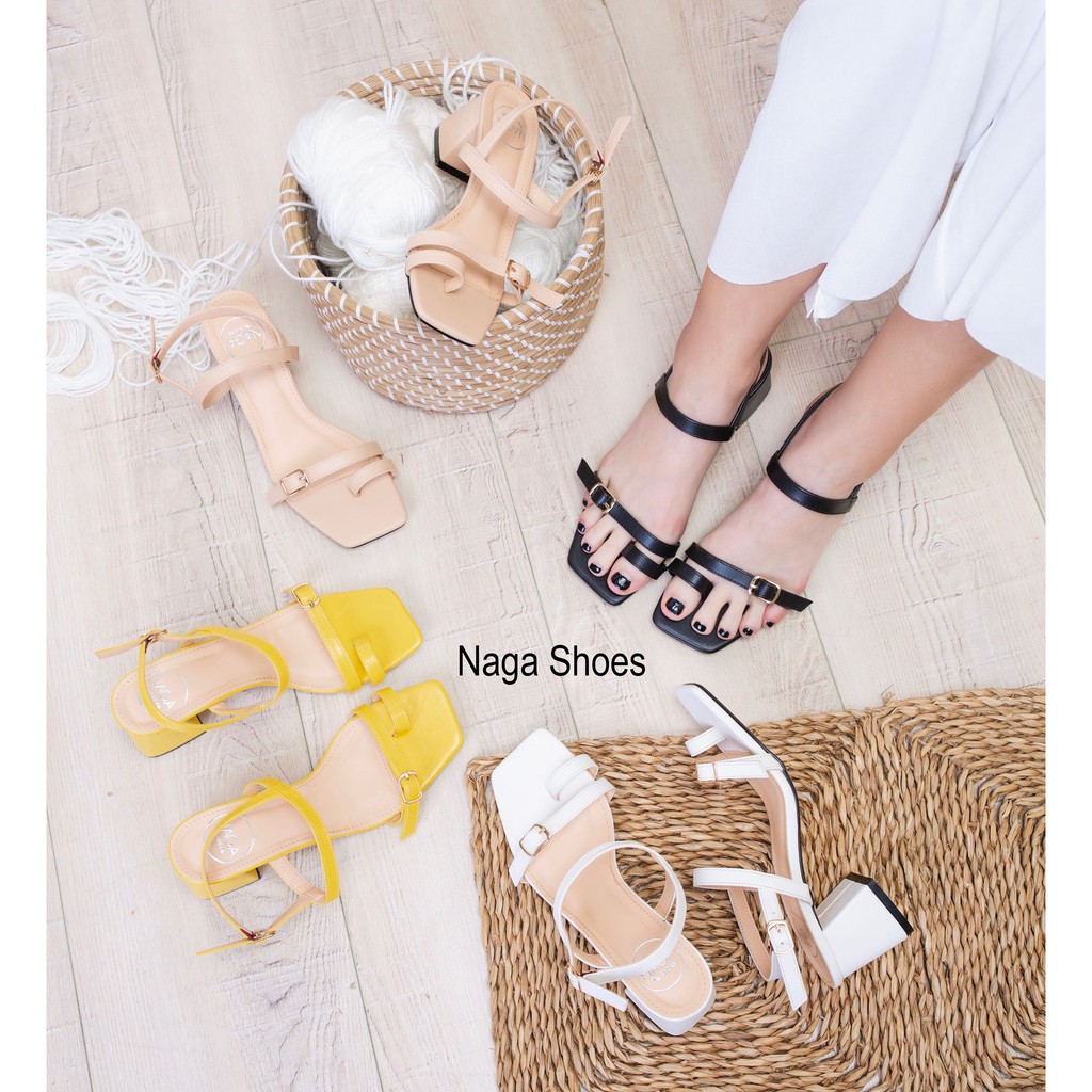 Cao Gót NAGASHOES Mũi Vuông Xỏ Ngón Có Khóa 5P NAC80