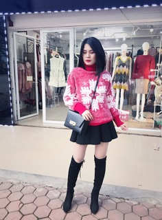 Bốt cao cổ gót nhọn da lộn